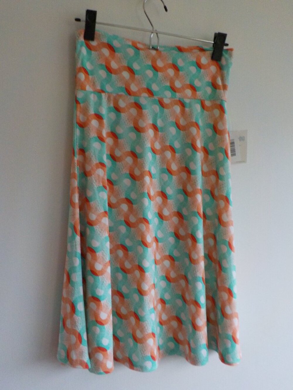 LuLaRoe Skirt - Small - New w/Tags White Orange Blue Pull On Stretch (2272)